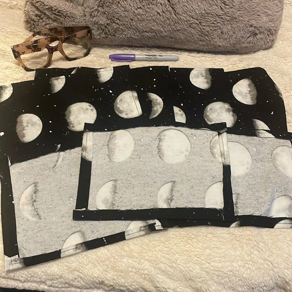 Hand Crafted REUSABLE Napkins - Glo In The Dark - Phases of the Moon